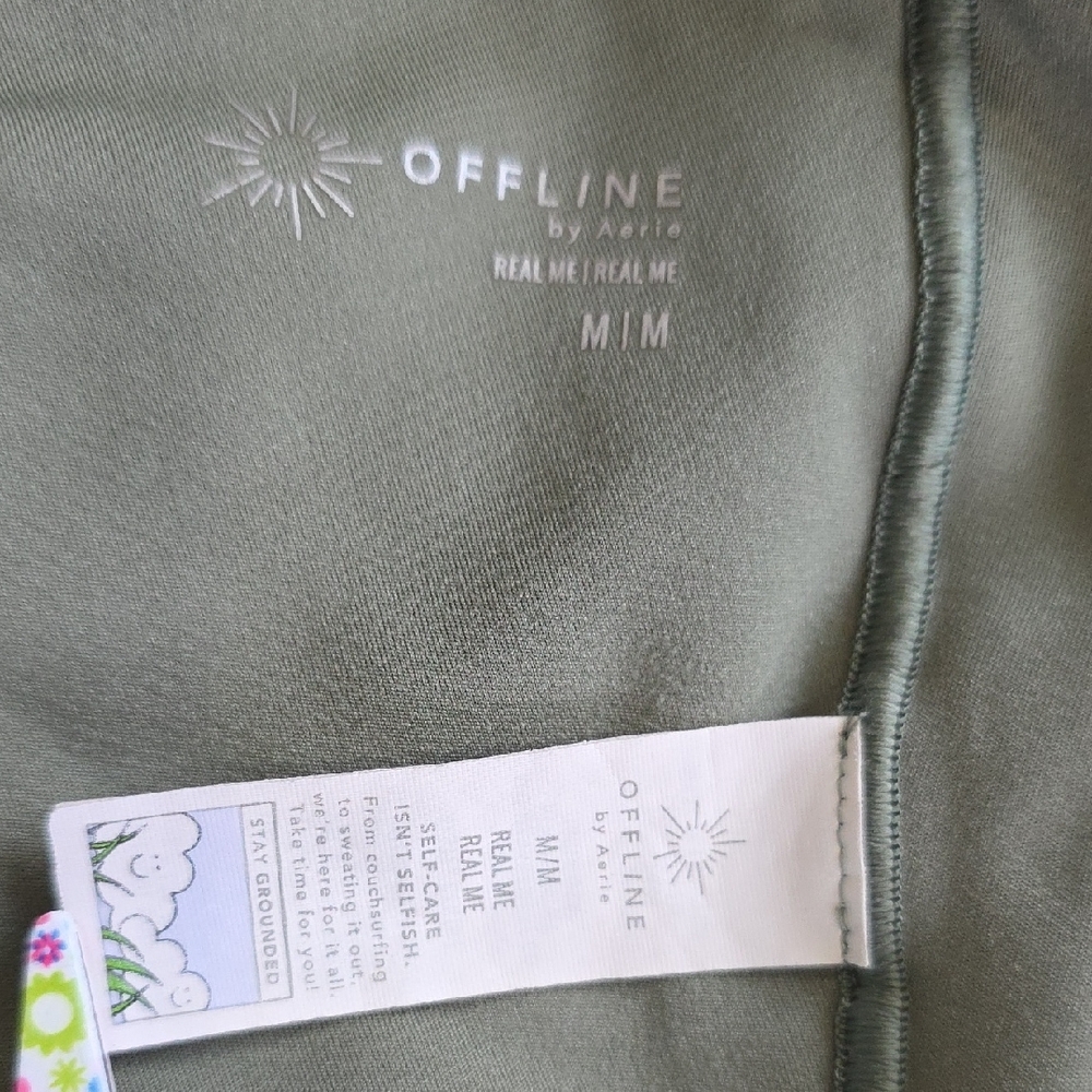 OFFLINE By Aerie Real Me Twist Back Longline Sports Bra Olive Green - Picture 2 of 6